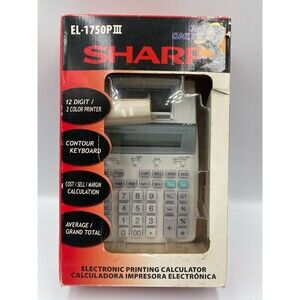 Sharp EL-1750PIII Electronic Printing Calculator 12 Digit 2 Color Printer  - NEW